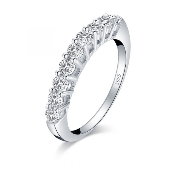 Sterling Silver Round Cut Women's Wedding Anniversary Band