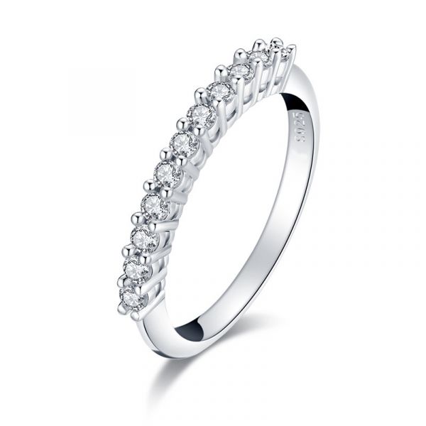 Sterling Silver Classic Round Cut Women's Wedding Anniversary Band