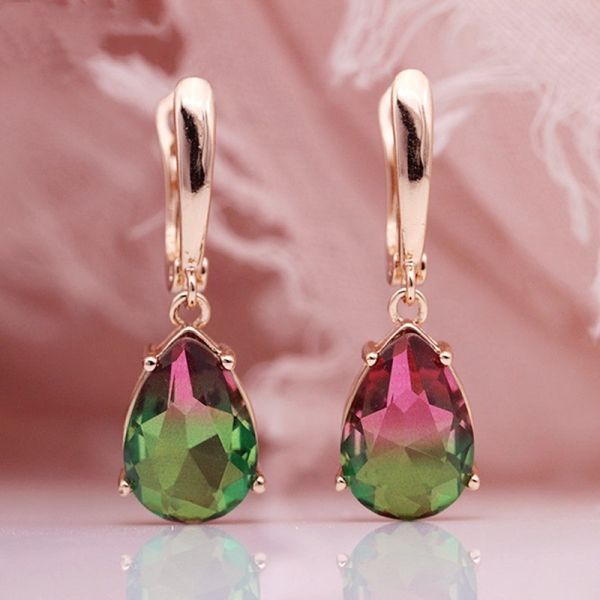 Sterling Silver Elegant Pear Cut Watermelon Drop Earrings