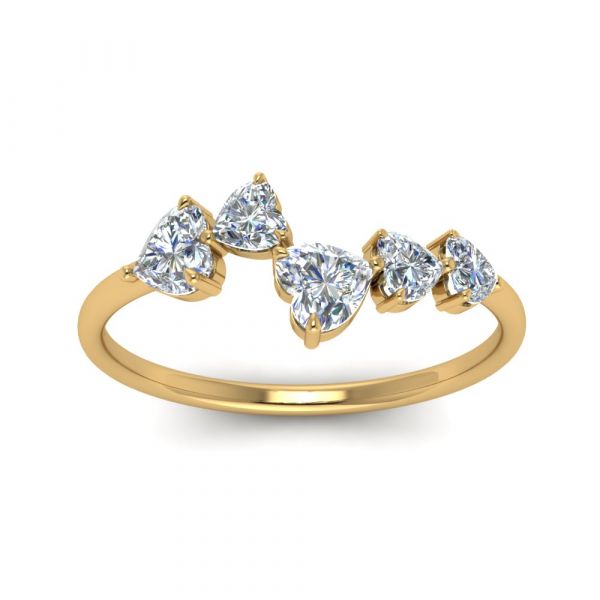 Sterling Silver Five Stone Heart Cut Women's Wedding Ring