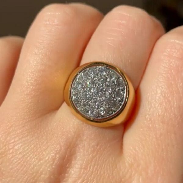 Round Cut white Gemstone Stamp Engagement Ring