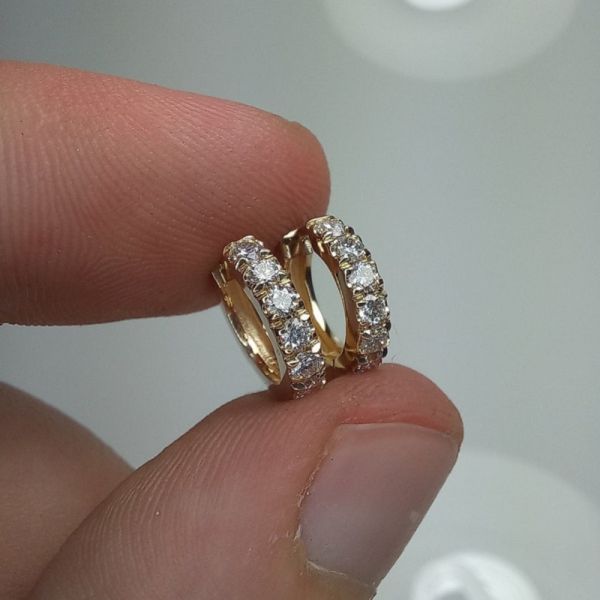 18K Solid Gold Chunky Diamond Earrings