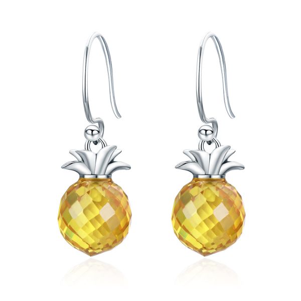 Sterling Silver Delicate Pineapple Inspired Drop Earrings