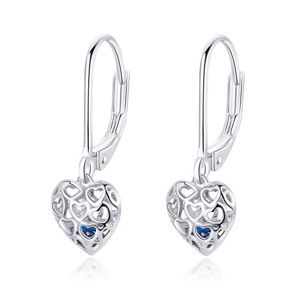 Sterling Silver Classic Heart Cut Drop Earrings