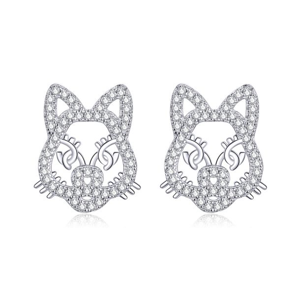 Sterling Silver Cute Tiger Inspired Round Cut Stud Earrings