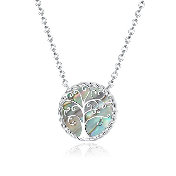 Sterling Silver Family Tree Shape Fritillaria Necklace