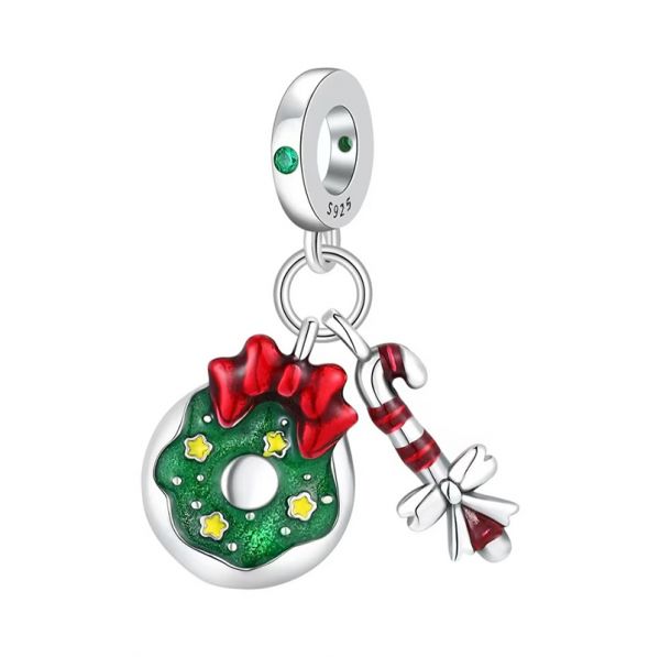 Tomjewel Christmas Candy Cane & Wreath Charm