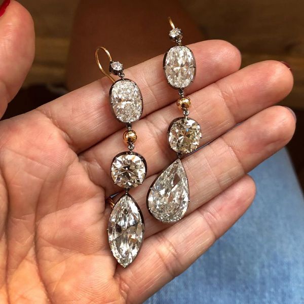 19ct Multi-Cut White Sapphire Drop Earrings in Gold