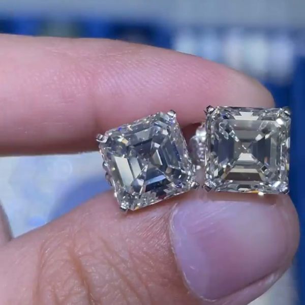 6ct Asschcer Cut White Sapphire Men's Studs