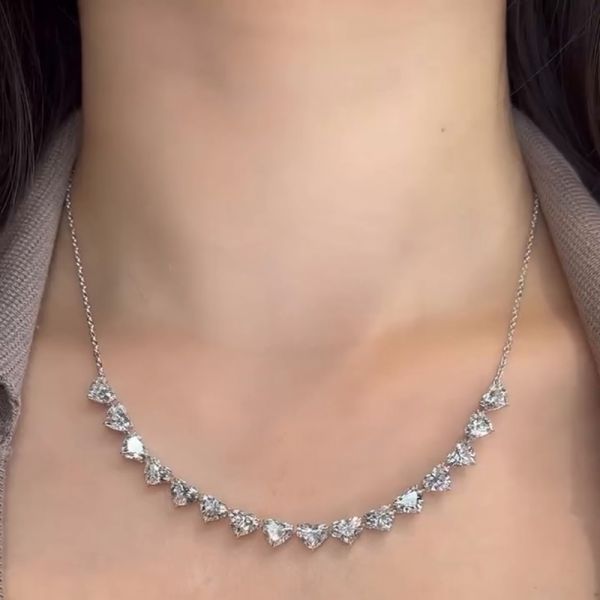 16ctw Heart Cut White Sapphire Classic Necklace