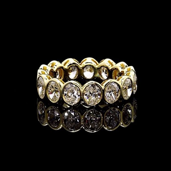 6.4ct Oval Cut White Sapphire Handmade Eternity Band In Yellow Gold