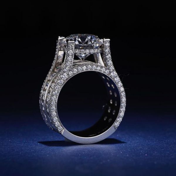 3ct Round Cut Hidden Halo Paved Handmade Engagement Ring 