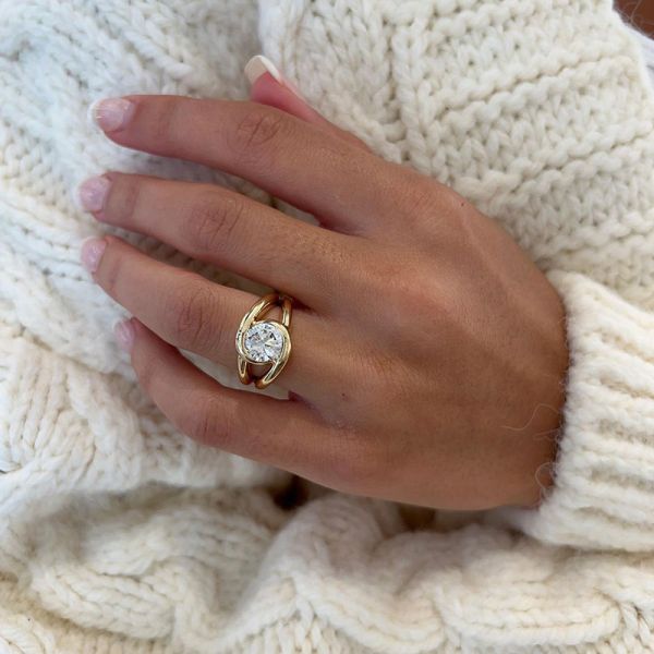 3ct Round Cut White Sapphire Yellow Gold Handmade Engagement Ring