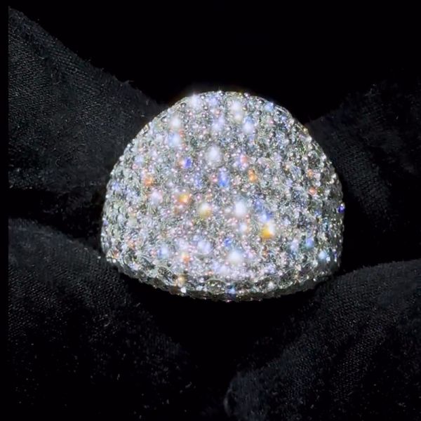 6.5ctw Round Cut White Sapphire Pave Set Dazzle Handmade Men's Ring