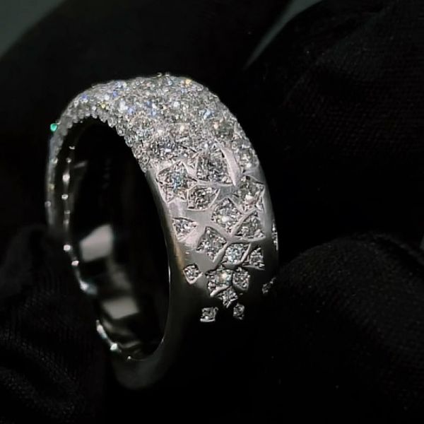 7ctw Round Cut White Sapphire Pave Set Handmade Men's Band Ring