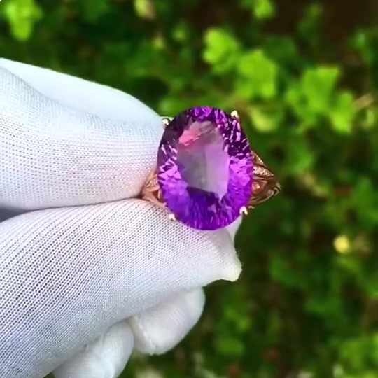 6ct Oval Cut Amethyst Sapphire Engagement Ring