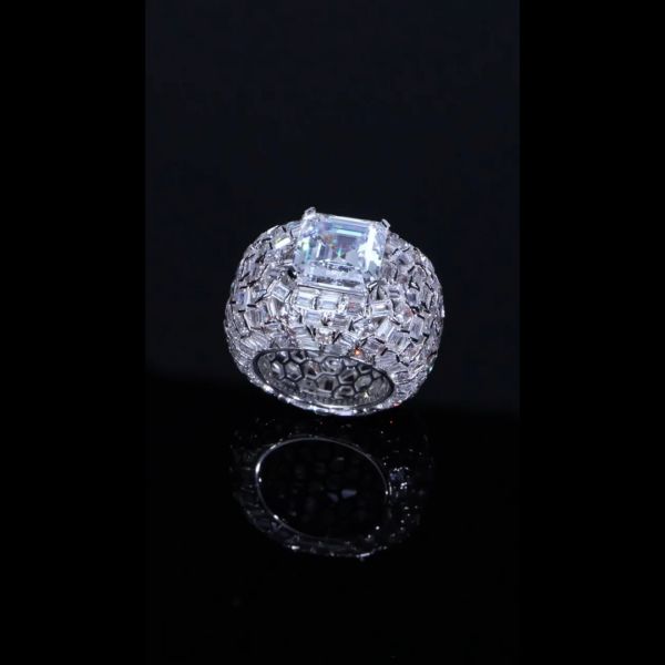 18ct cushion cut diamond luxury sterling silver handmade men's ring