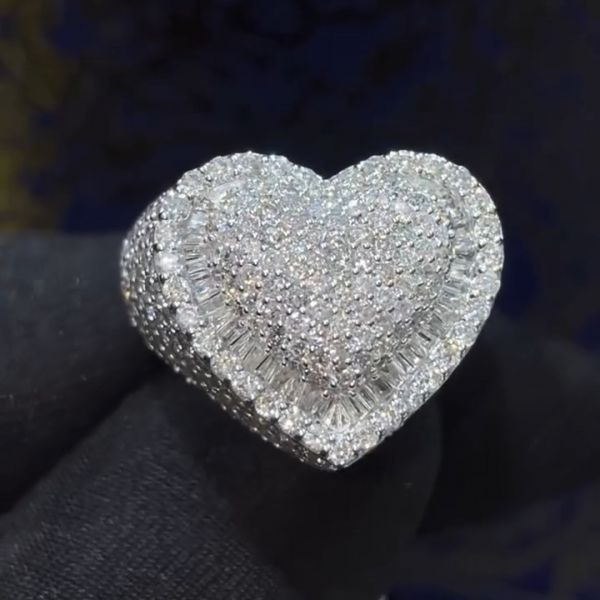 36ctw Diamond Heart Shape Luxury Sterling Silver Handmade Ring