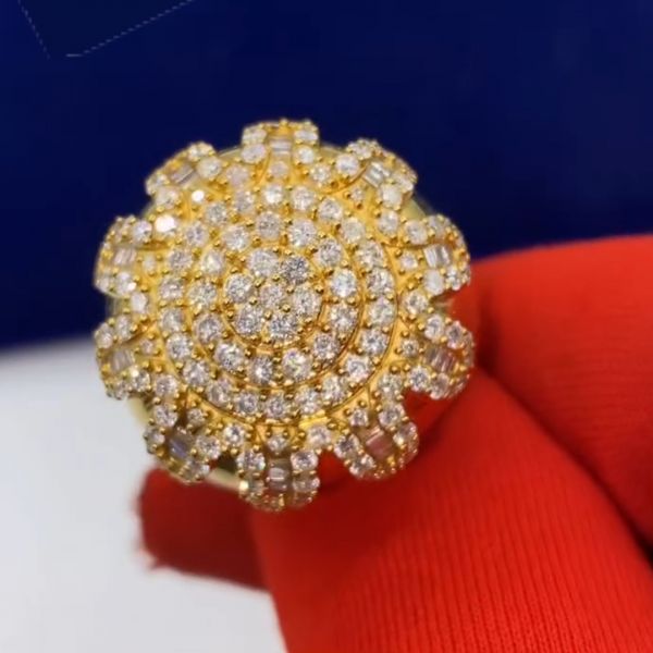 16ct round cut diamond luxury handmade sterling silver plated yellow gold ring