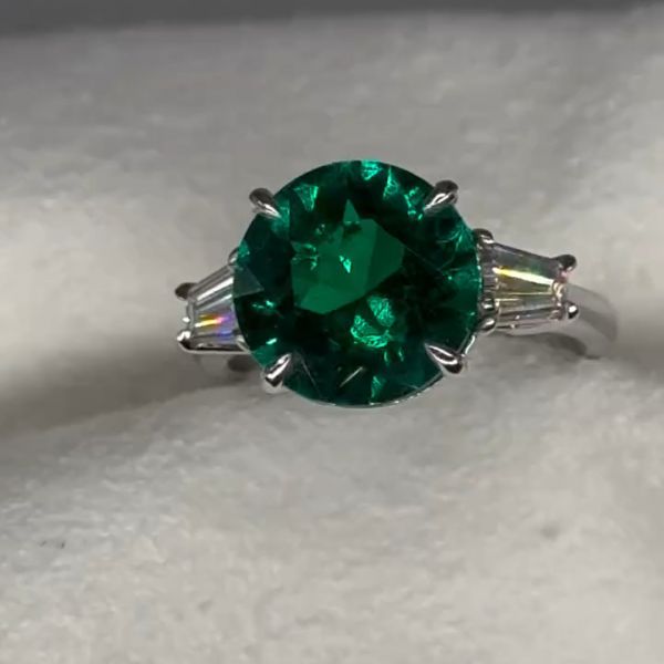 6ct round cut emerald sterling silver handmade ring